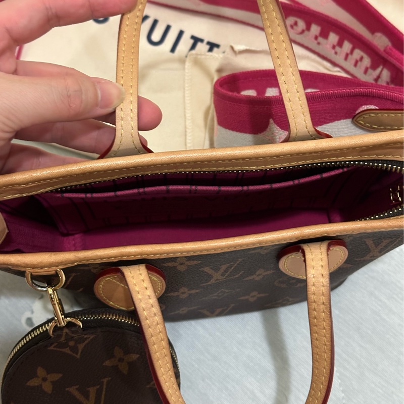 Louis Vuitton Neverfull BB 手提 斜背包 粉色背袋 M46786 晶片款 附購買證明/防塵袋/收納箱/紙袋-13