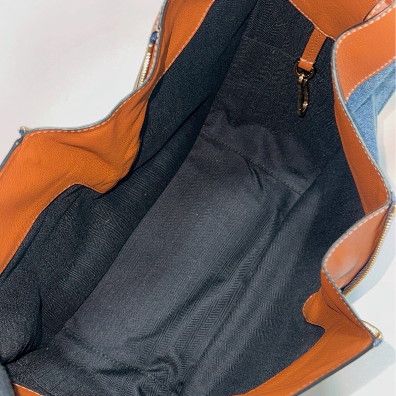 Loewe牛仔拼皮吊床包-9