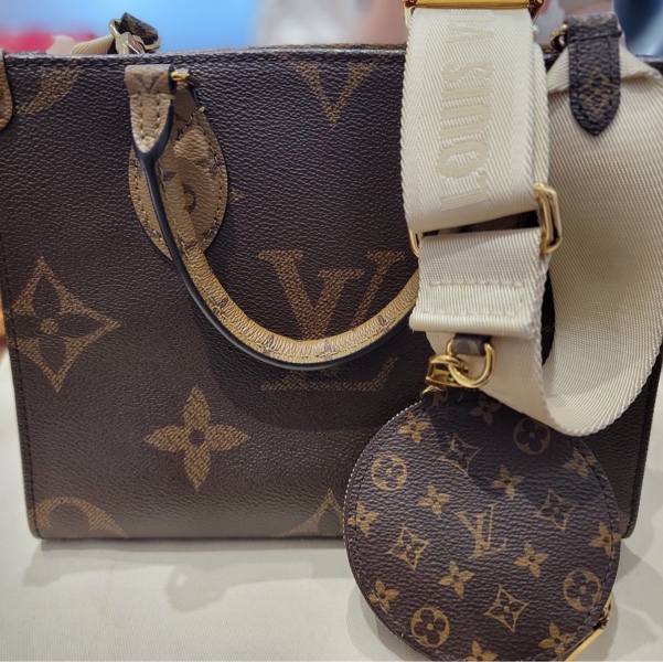 Louis Vuitton OnTheGo PM 手提 斜背包 棕色背袋 M46373 晶片款 附購買證明/防塵袋/收納箱/紙袋-3