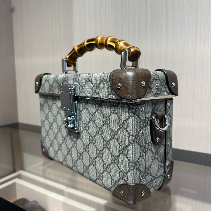 GUCCI古驰 Globe-Trotter 老花Logo 竹节手柄单肩斜挎手提包-1
