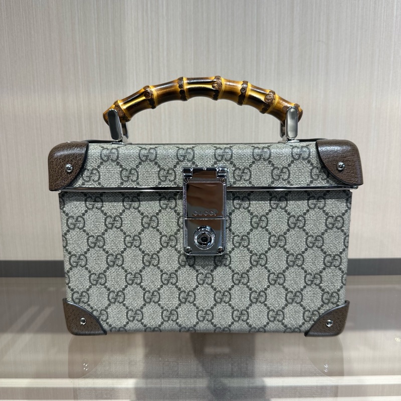 GUCCI古驰 Globe-Trotter 老花Logo 竹节手柄单肩斜挎手提包-5