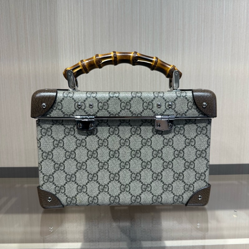 GUCCI古驰 Globe-Trotter 老花Logo 竹节手柄单肩斜挎手提包-6
