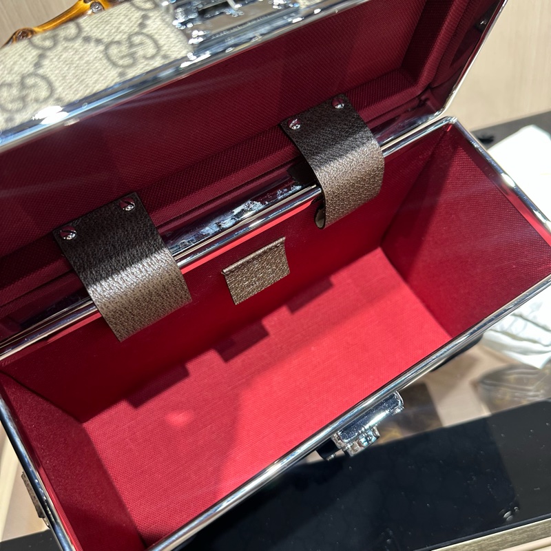 GUCCI古驰 Globe-Trotter 老花Logo 竹节手柄单肩斜挎手提包-8