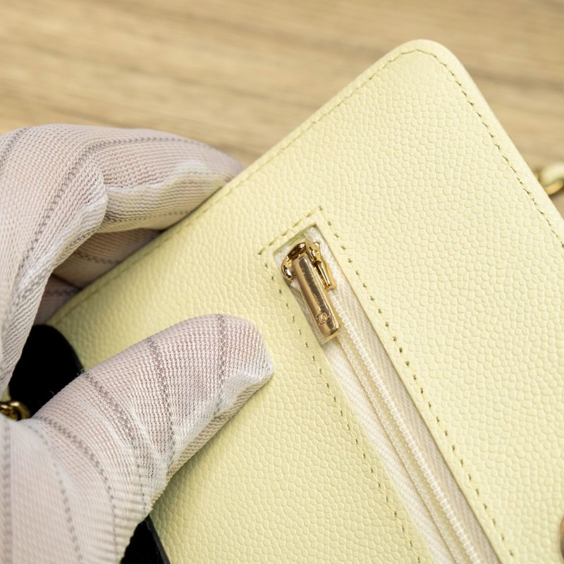 Chanel woc芯片 淡黄色 荔枝皮-6