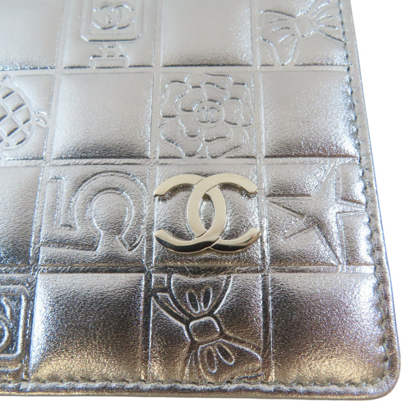 【再降價】銀色 羊皮 格紋 雙折 Lucky Symbols 長夾【CHANEL 香奈兒】-5