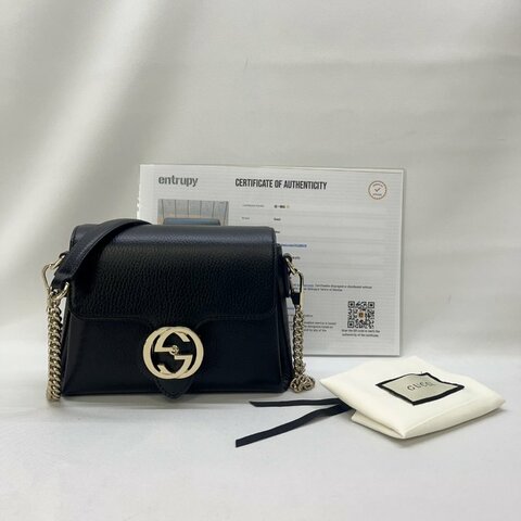 GUCCI 雙G牛皮鏈帶斜背包
