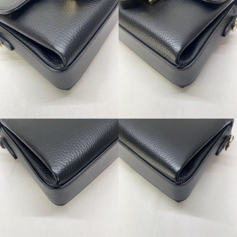 GUCCI 雙G牛皮鏈帶斜背包-9