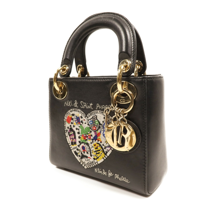 Dior 牛皮皮革Lady Dior Mini金扣鏈帶手挽肩背兩用袋-1