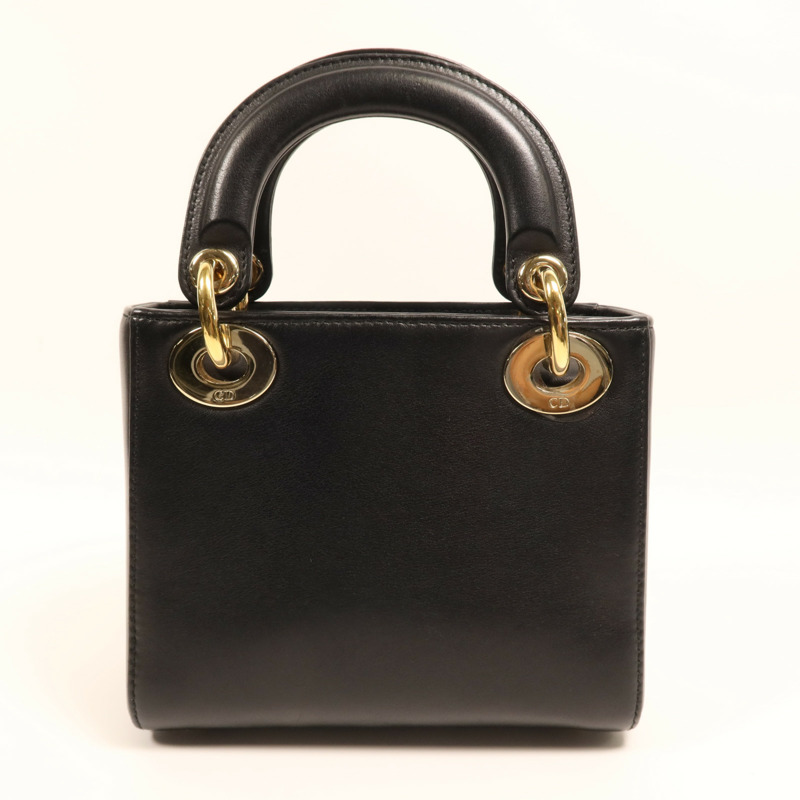 Dior 牛皮皮革Lady Dior Mini金扣鏈帶手挽肩背兩用袋-2