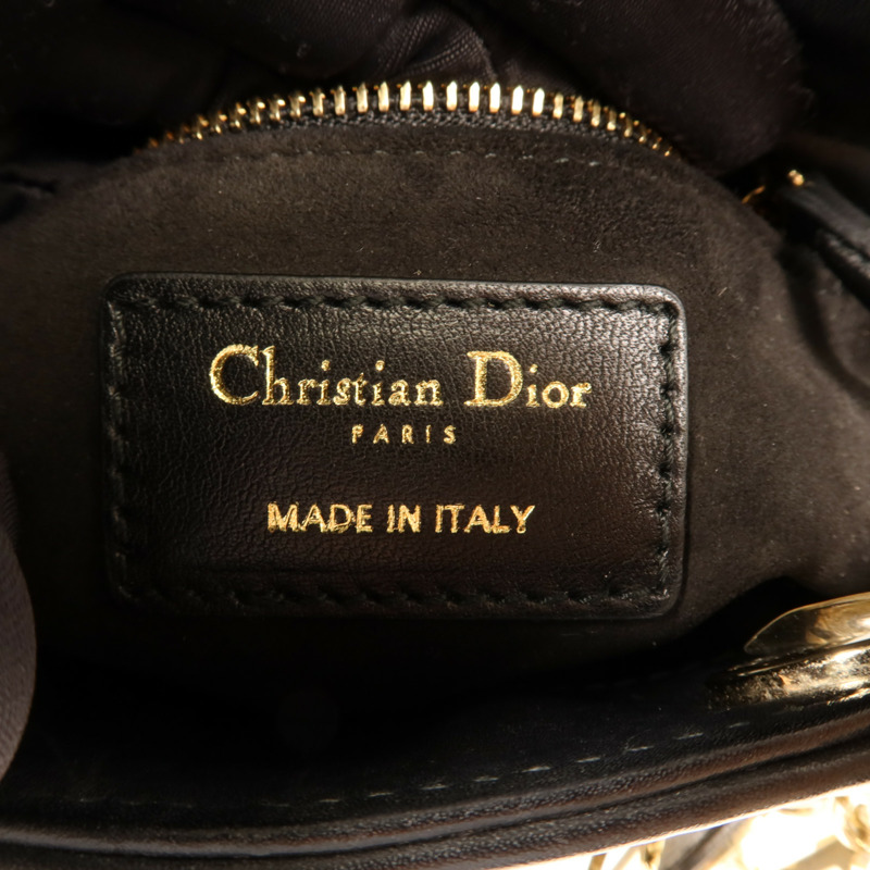 Dior 牛皮皮革Lady Dior Mini金扣鏈帶手挽肩背兩用袋-5