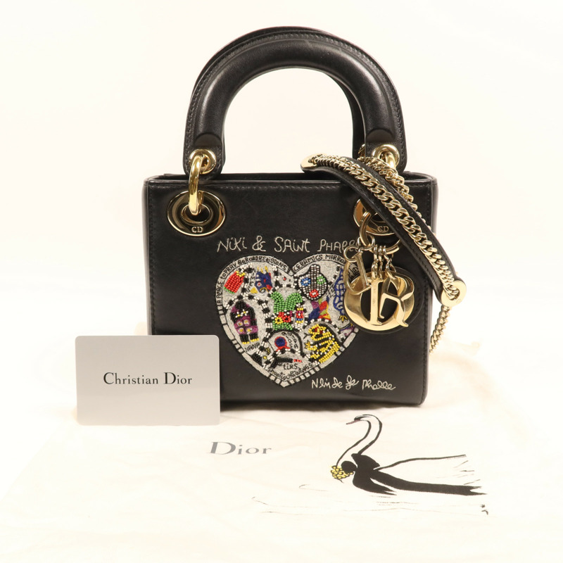 Dior 牛皮皮革Lady Dior Mini金扣鏈帶手挽肩背兩用袋-8
