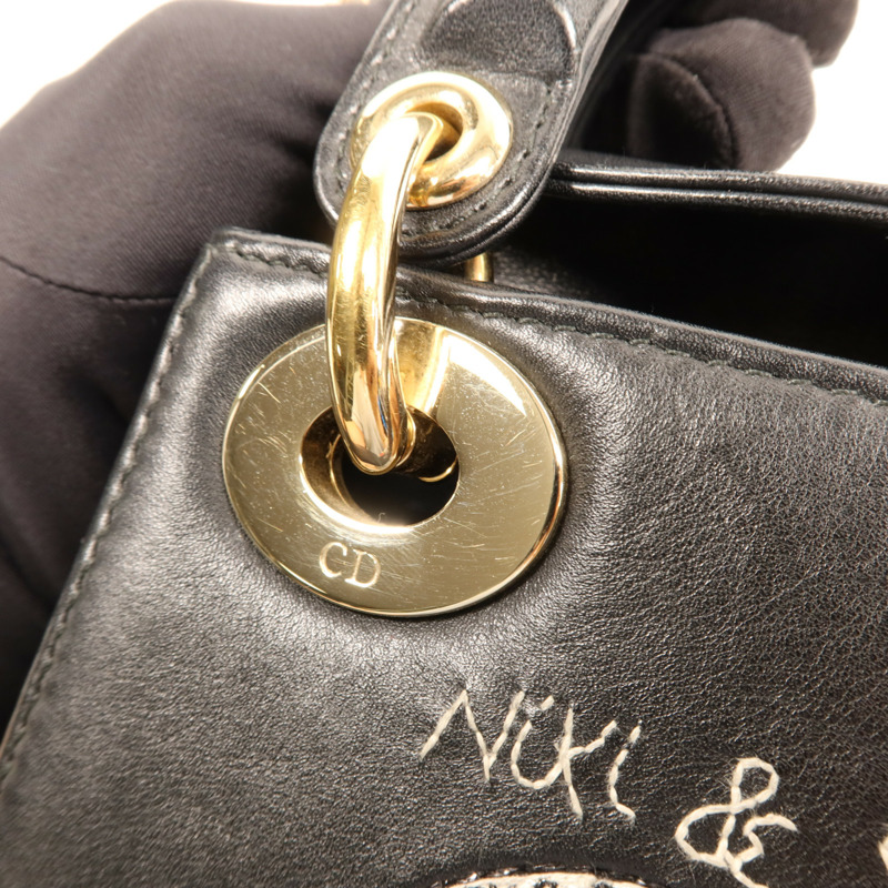 Dior 牛皮皮革Lady Dior Mini金扣鏈帶手挽肩背兩用袋-15