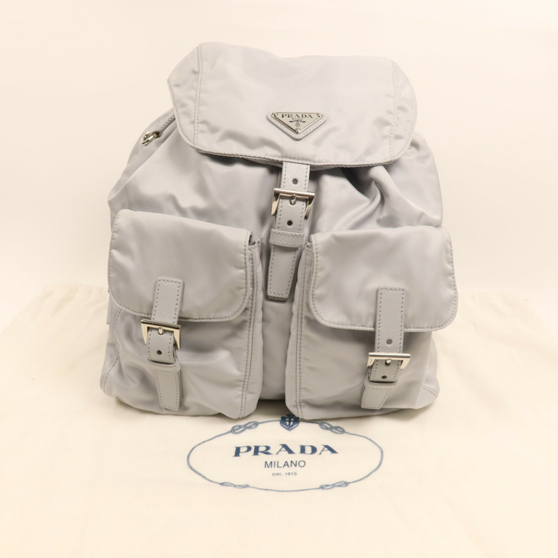 PRADA 尼龍Backpack銀扣背包-7