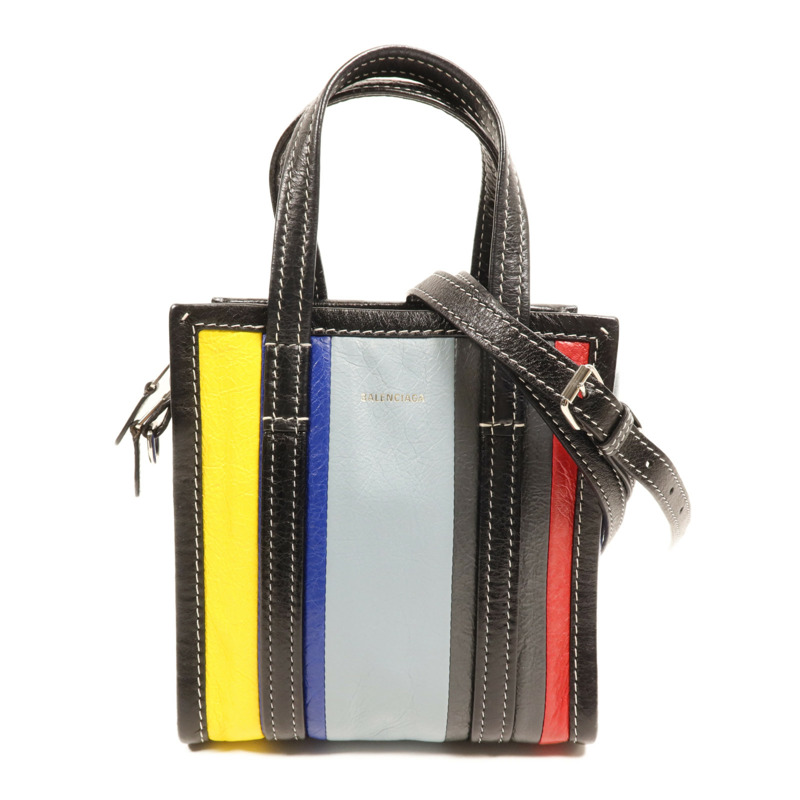 BALENCIAGA 牛皮皮革Shopper XXS銀扣手挽肩背兩用袋-0