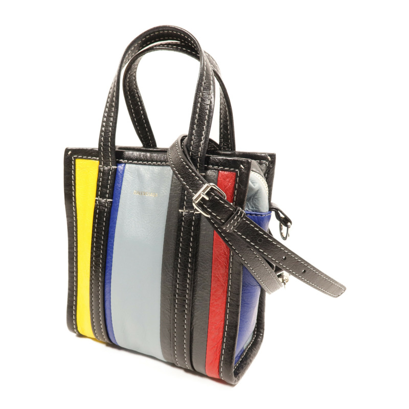 BALENCIAGA 牛皮皮革Shopper XXS銀扣手挽肩背兩用袋-2