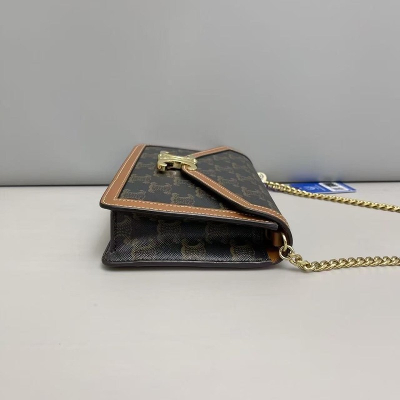 Celine triomphe老花凱旋門信封鏈條包 斜背包-4
