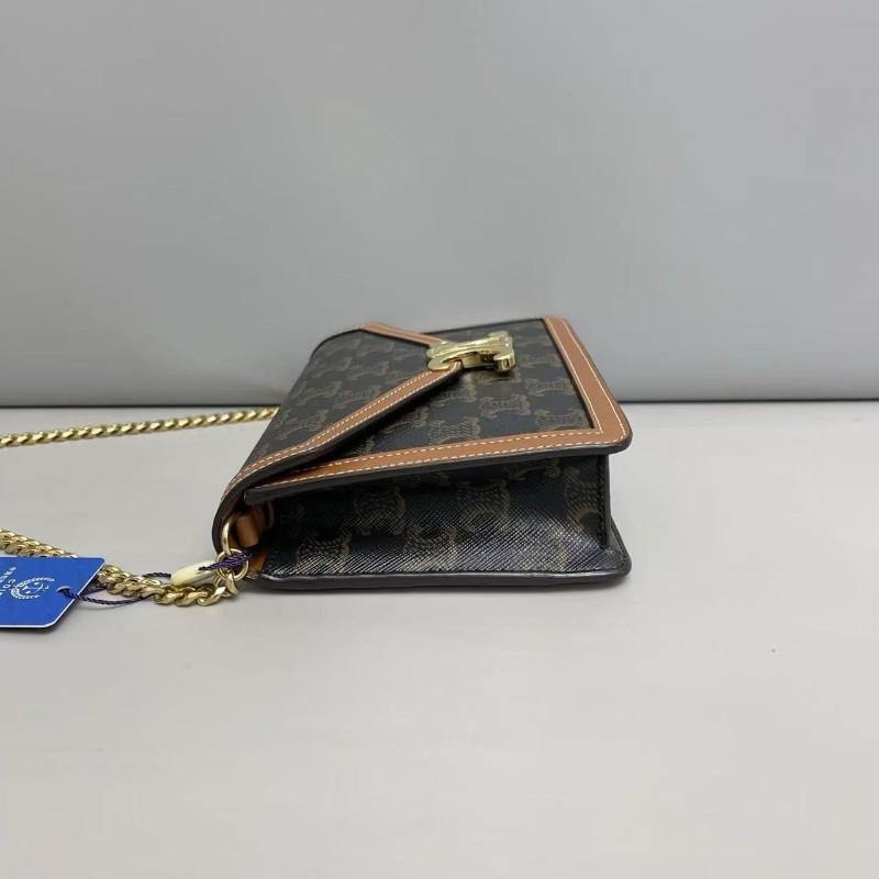 Celine triomphe老花凱旋門信封鏈條包 斜背包-5