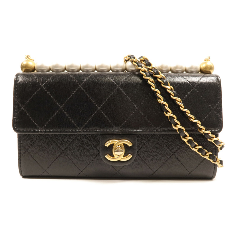 CHANEL 牛皮皮革WOC Wallet On Chain金扣鏈帶肩背袋-0