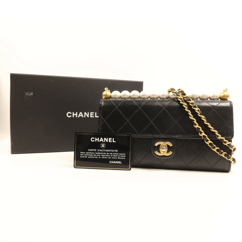 CHANEL 牛皮皮革WOC Wallet On Chain金扣鏈帶肩背袋-7