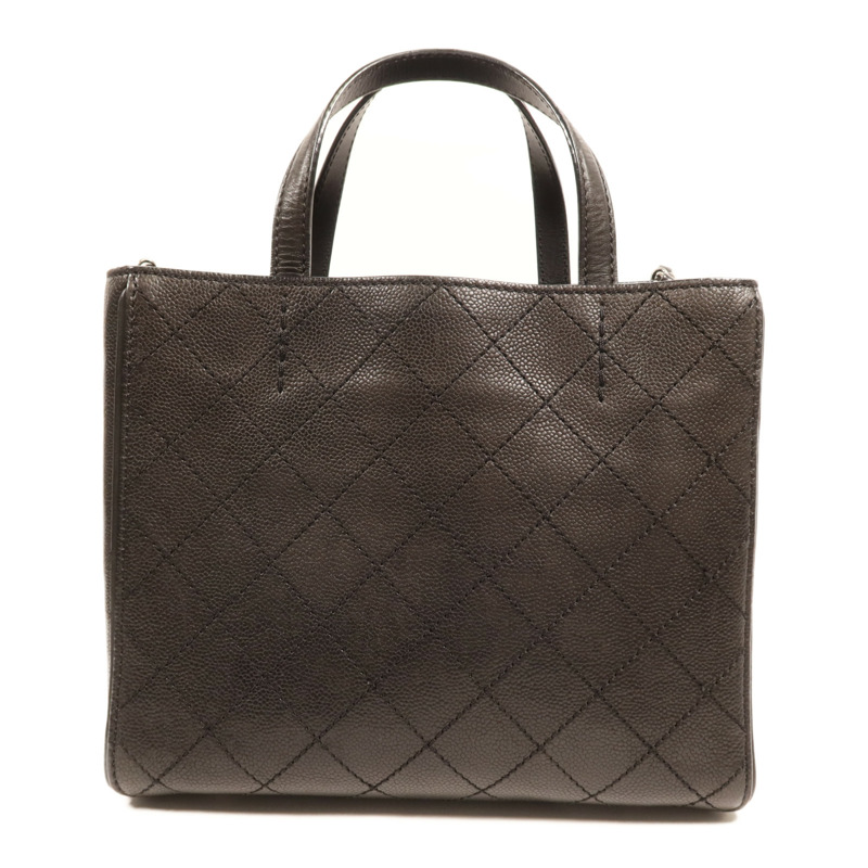 CHANEL 牛皮皮革2 Way Shoulder Bag銀扣鏈帶手挽肩背兩用袋-1