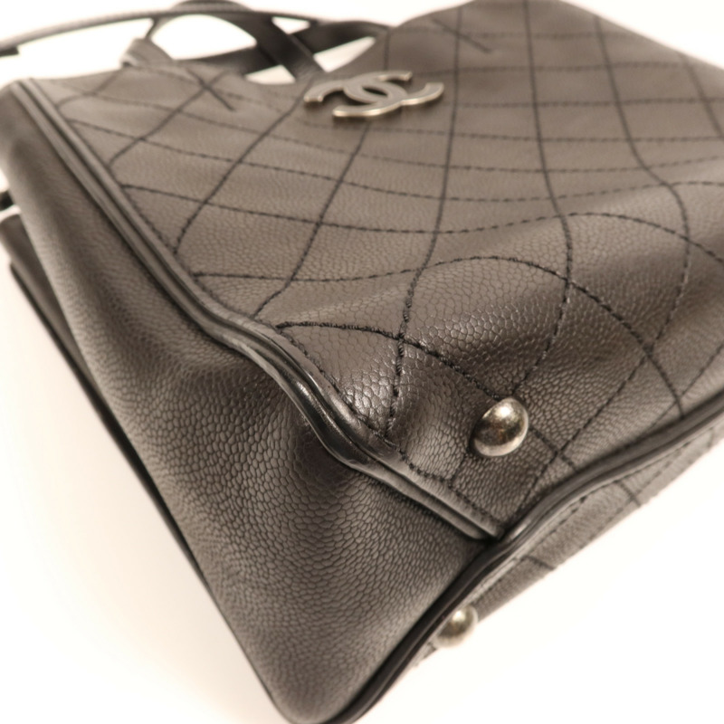 CHANEL 牛皮皮革2 Way Shoulder Bag銀扣鏈帶手挽肩背兩用袋-5