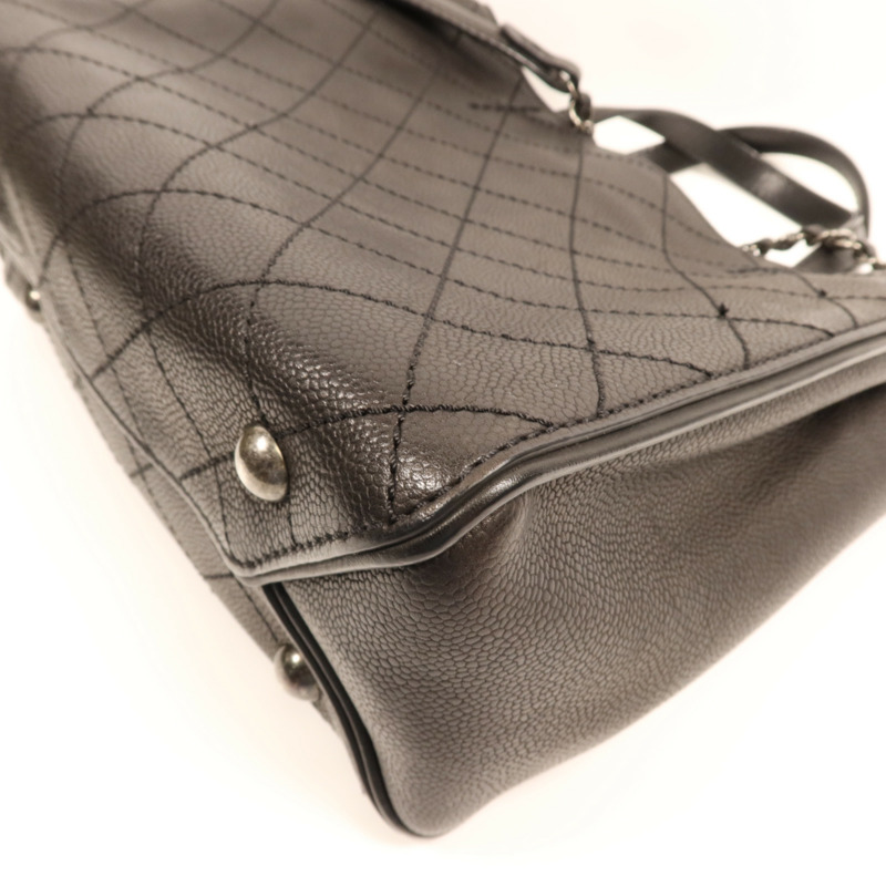 CHANEL 牛皮皮革2 Way Shoulder Bag銀扣鏈帶手挽肩背兩用袋-6