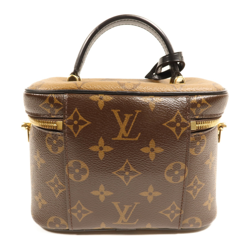 LOUIS VUITTON Monogram Reverse Vanity PM金扣手挽肩背兩用袋棕色-1