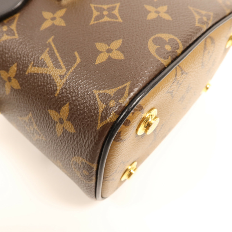 LOUIS VUITTON Monogram Reverse Vanity PM金扣手挽肩背兩用袋棕色-5