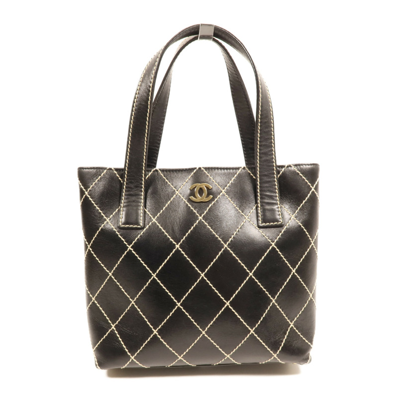 CHANEL 牛皮皮革Tote Bag金扣手挽袋-0
