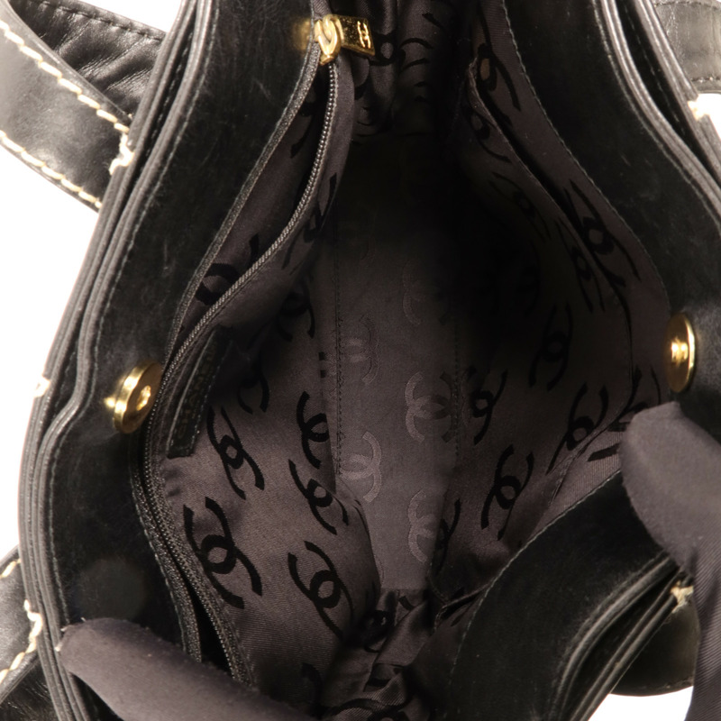CHANEL 牛皮皮革Tote Bag金扣手挽袋-4