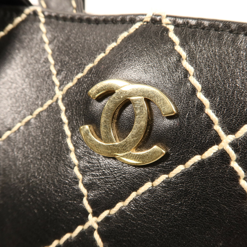 CHANEL 牛皮皮革Tote Bag金扣手挽袋-13