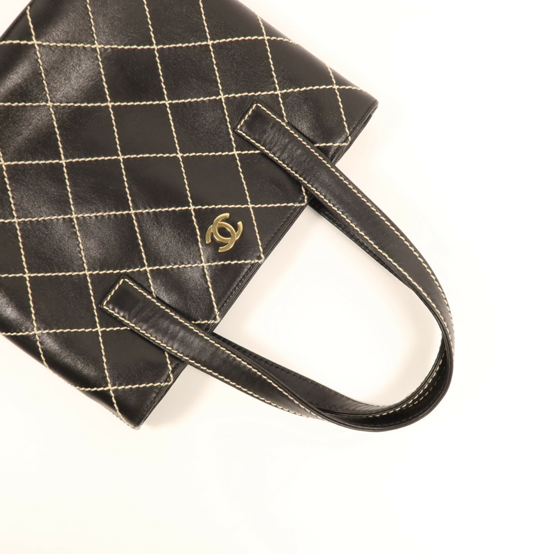 CHANEL 牛皮皮革Tote Bag金扣手挽袋-15
