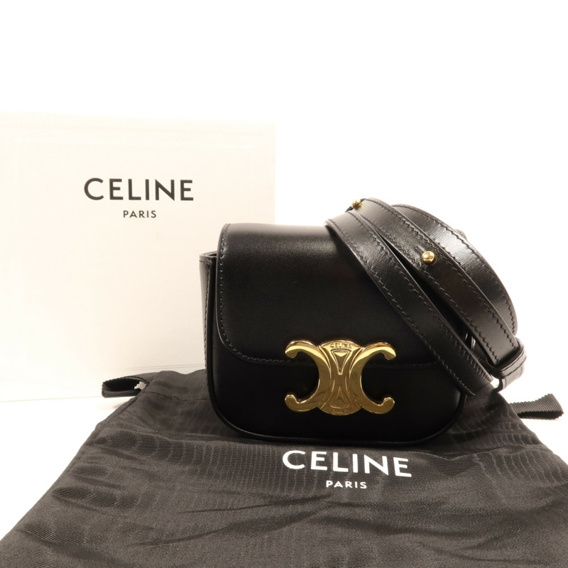 CELINE 牛皮皮革Mini Claude金扣肩背袋-7