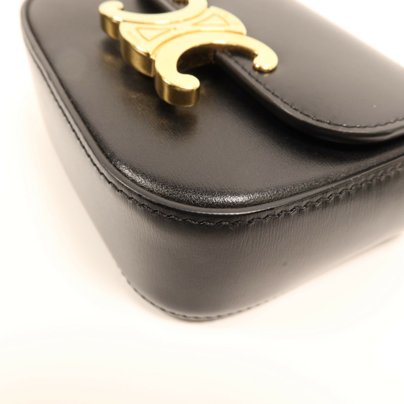 CELINE 牛皮皮革Mini Claude金扣肩背袋-8