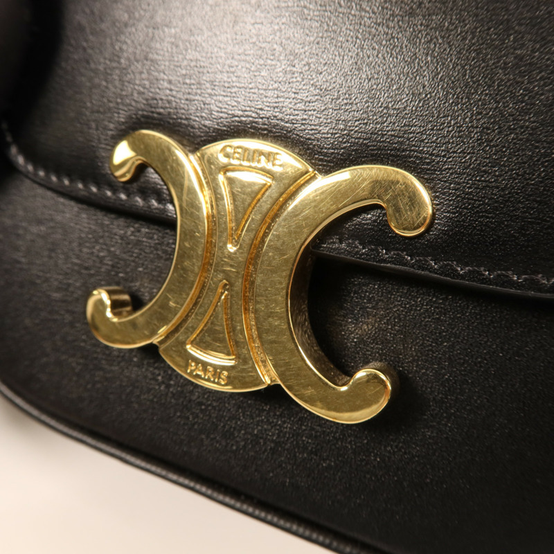 CELINE 牛皮皮革Mini Claude金扣肩背袋-12