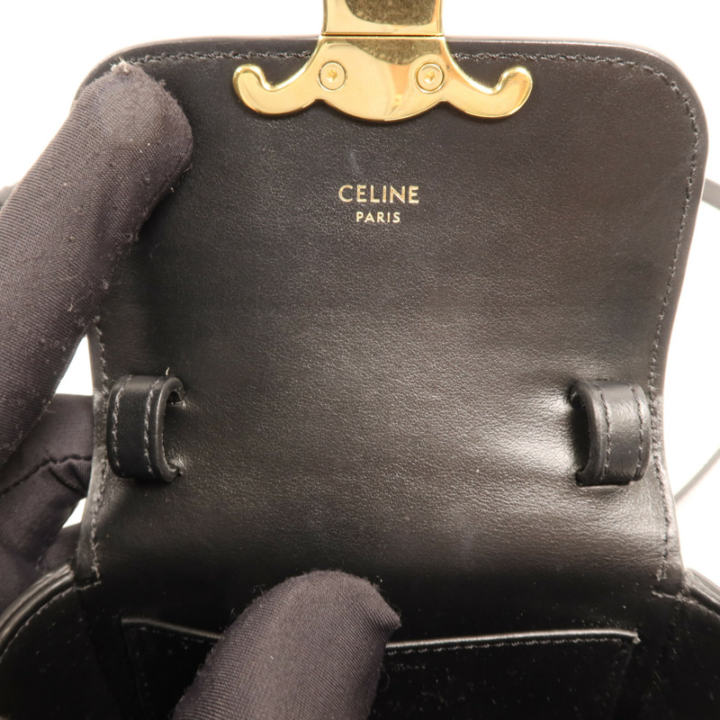 CELINE 牛皮皮革Mini Claude金扣肩背袋-13