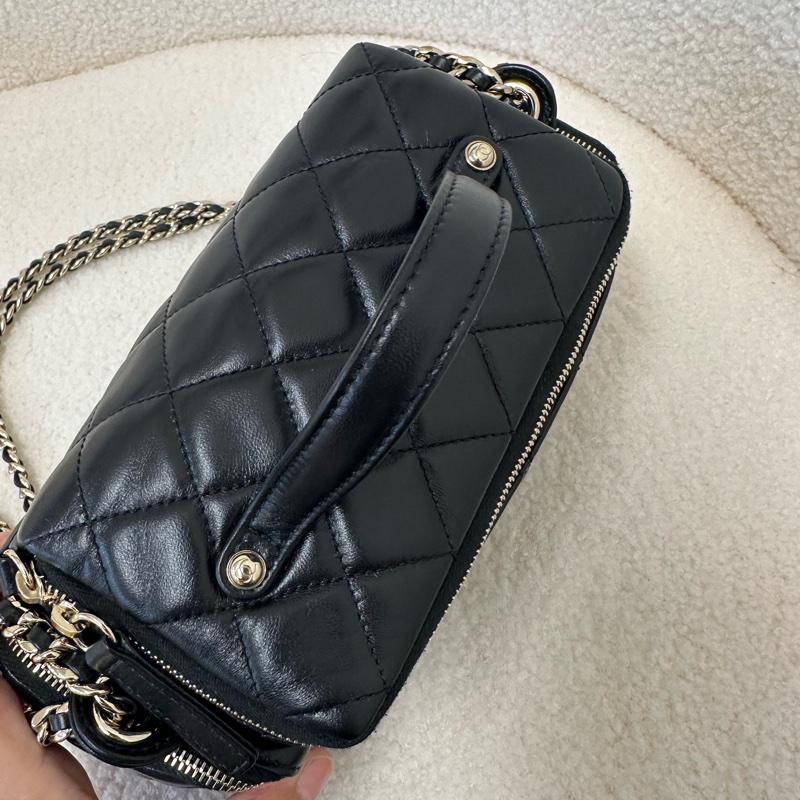 Chanel/香奈兒 24K黑金化妝包/相機包 鋼印款-7