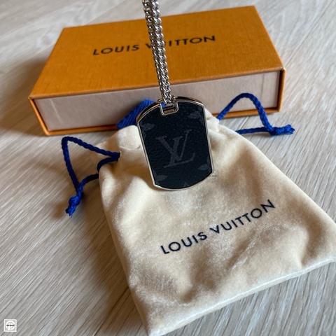 LV Louis Vuitton Black Monogram Necklace 黑色老花項鍊