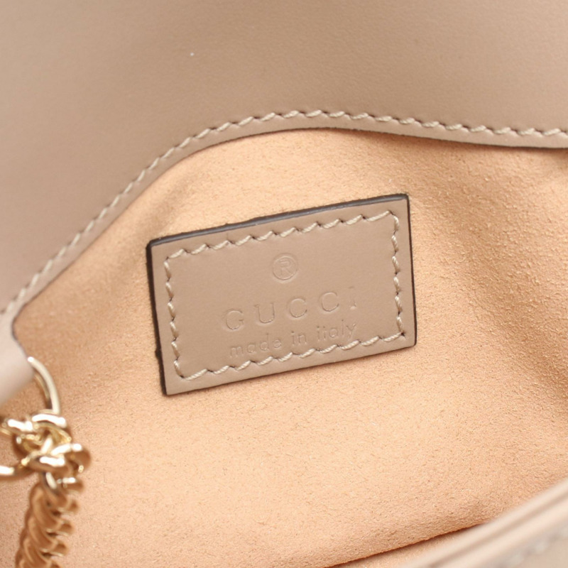 GUCCI GG Marmont 超迷你鏈條單肩包 皮革 米色 全新 女款-3
