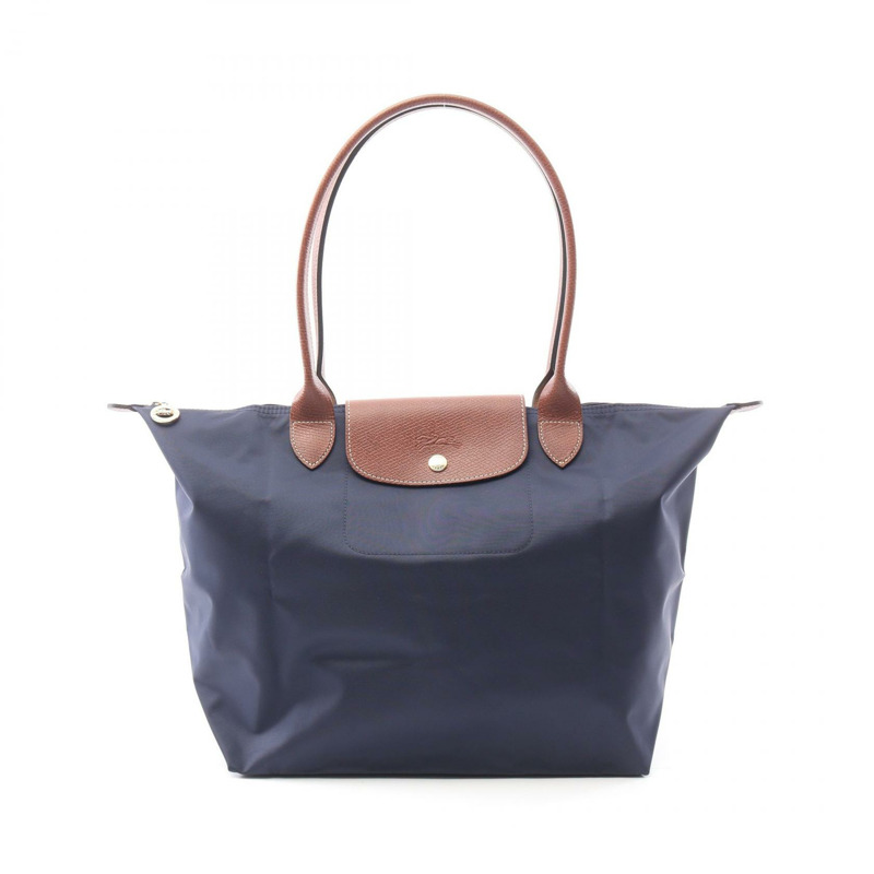 Longchamp Le Pliage Original L 托特包 L1899089P68 帆布皮革海軍藍棕色全新女款-0