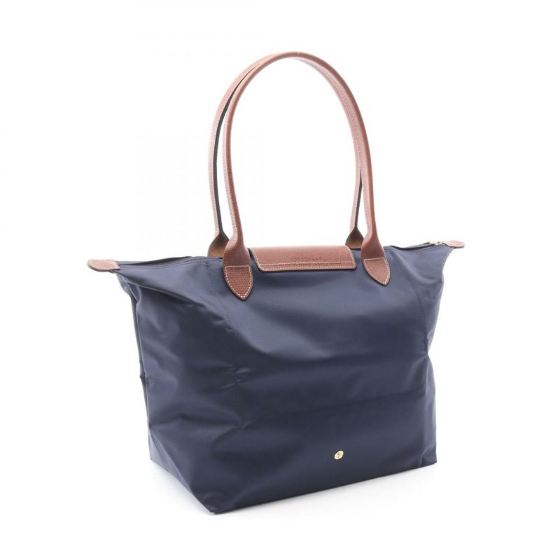 Longchamp Le Pliage Original L 托特包 L1899089P68 帆布皮革海軍藍棕色全新女款-1