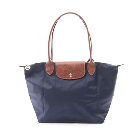 Longchamp LE PLIAGE ORIGINAL M LE PLIAGE ORIGINAL M 手提包 L2605089P68 帆布 皮革 海軍藍 棕色 全新 女款
