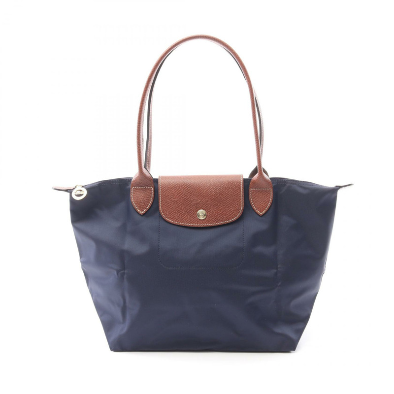 Longchamp LE PLIAGE ORIGINAL M LE PLIAGE ORIGINAL M 手提包 L2605089P68 帆布 皮革 海軍藍 棕色 全新 女款-0