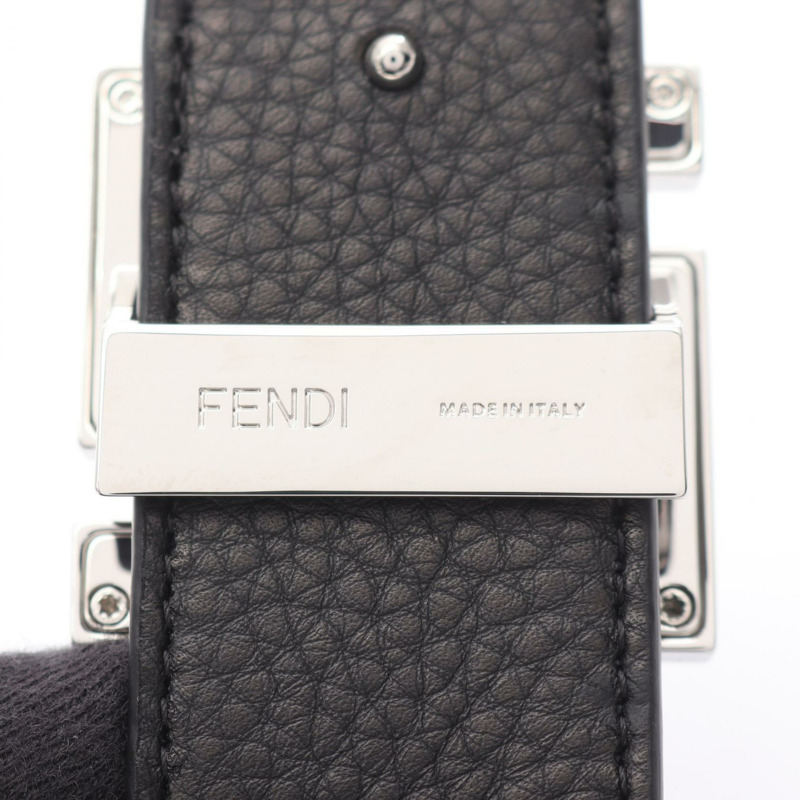 FENDI FF 方形腰帶 7C0535AFF1F0GXN105 皮革 黑色 灰色 全新 男士-3