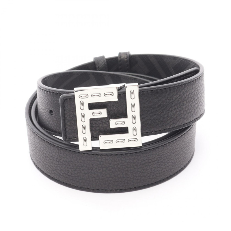 FENDI FF 方形腰帶 7C0535AFF1F0GXN105 皮革 黑色 灰色 全新 男士-4