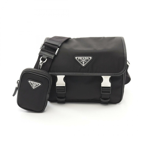 PRADA 再生尼龍肩背包 2VD0342DMHF0002XOP Saffiano 皮革黑色 全新 男士