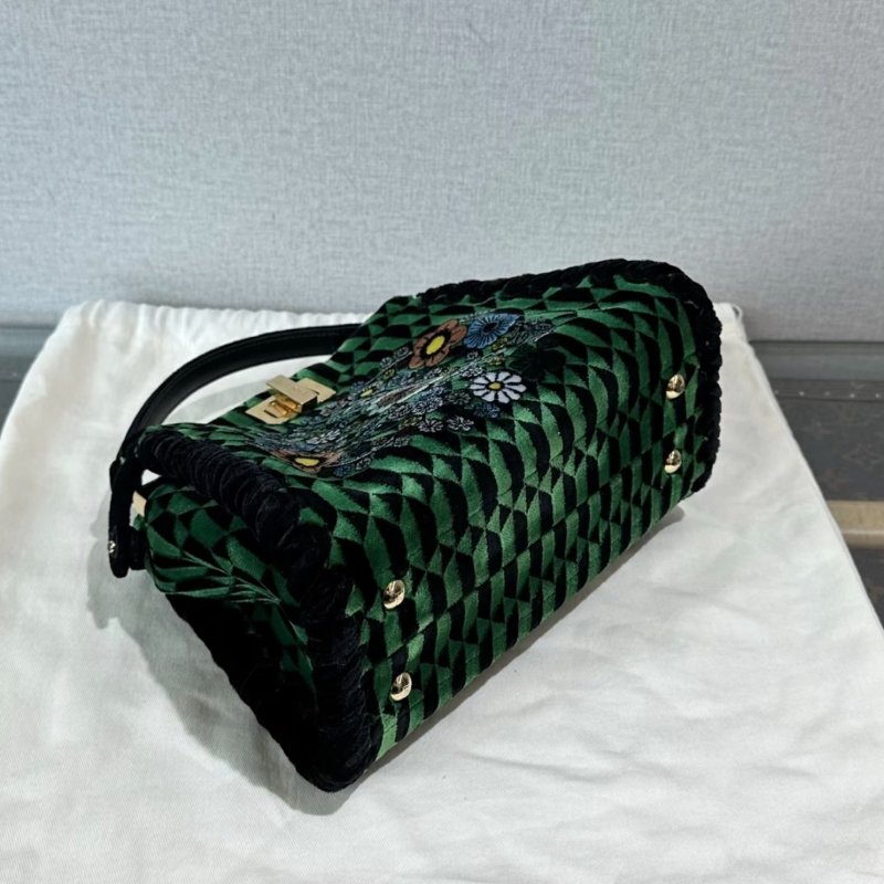 FENDI peekaboo絲絨刺繡金扣帶小號 23*17*10 全新閒置配件塵袋-4