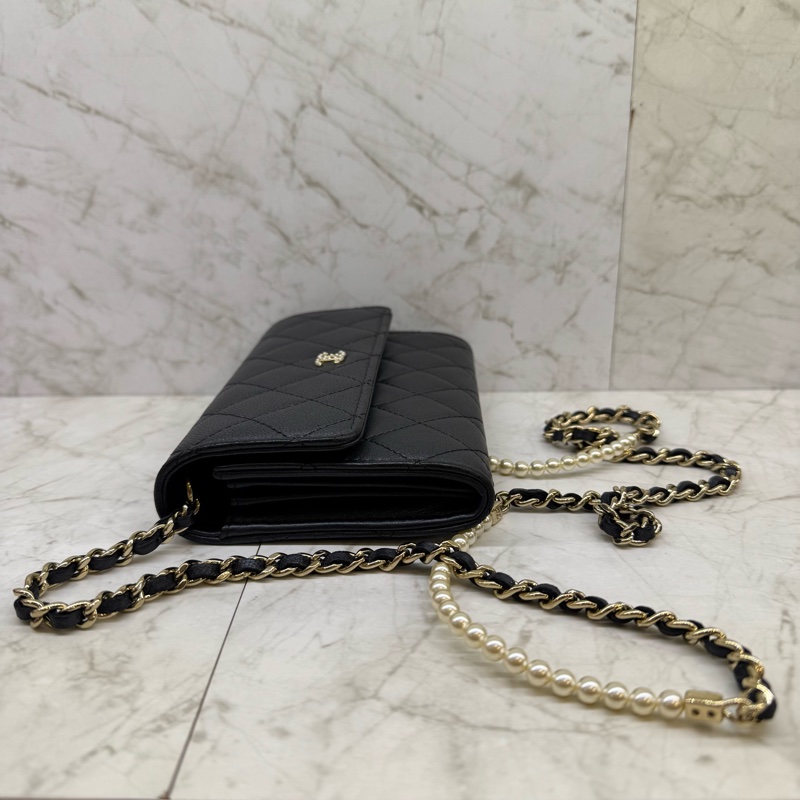 CHANEL珍珠皮穿鍊口蓋鍊包/26-2