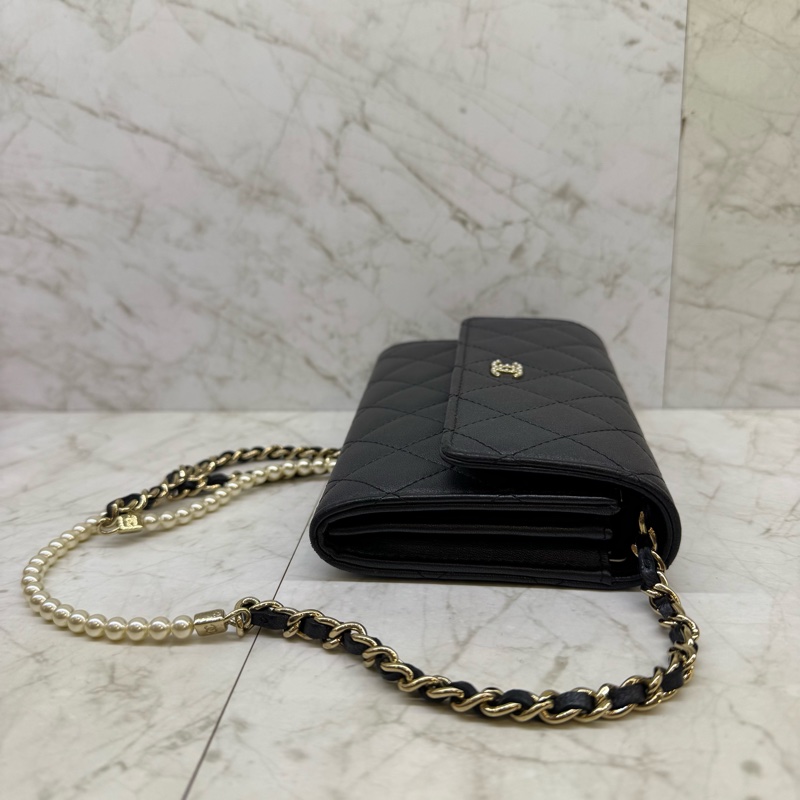 CHANEL珍珠皮穿鍊口蓋鍊包/26-3