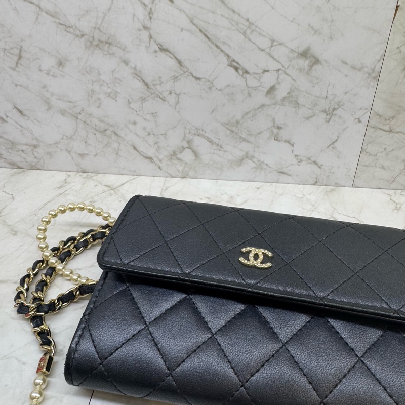 CHANEL珍珠皮穿鍊口蓋鍊包/26-4